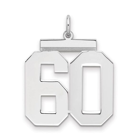 Sterling Silver Athletic Collection Large Polished Number 60 Pendant